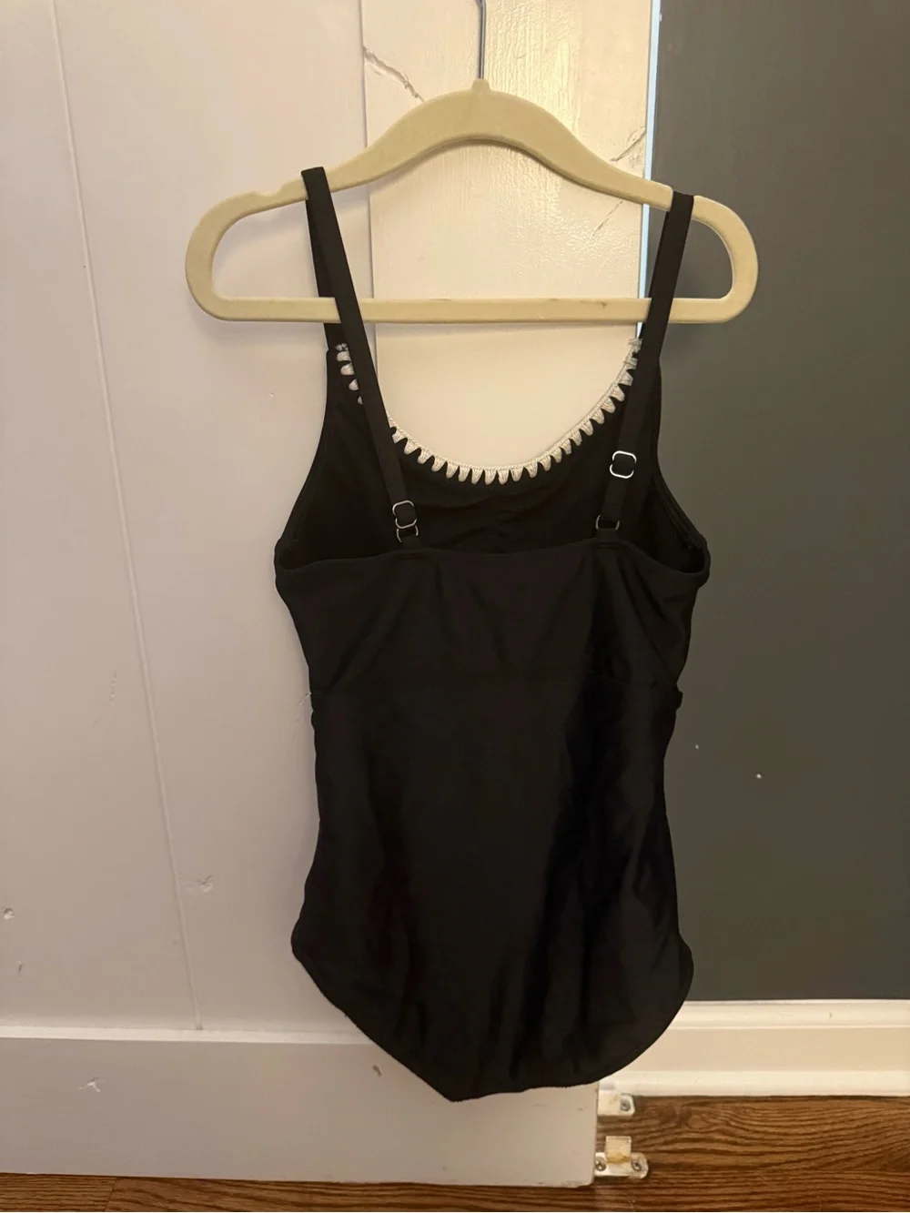 Abercrombie Kids Black One Piece Swimsuit Cutout Crochet Trim Size 7/8